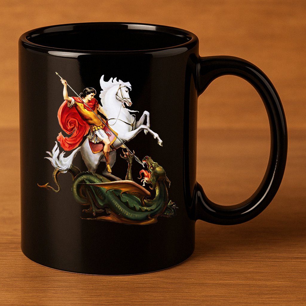 St. George And The Dragon England Catholic Saints Pray 11oz C Handle Ceramic Mug