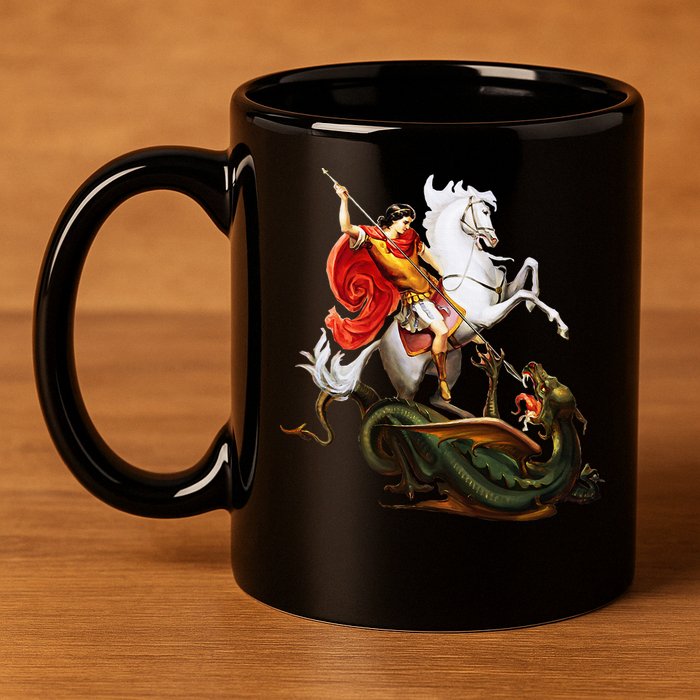 St. George And The Dragon England Catholic Saints Pray 11oz C Handle Ceramic Mug