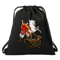 St. George And The Dragon England Catholic Saints Pray Drawstring Bag