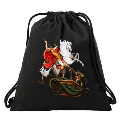 St. George And The Dragon England Catholic Saints Pray Drawstring Bag