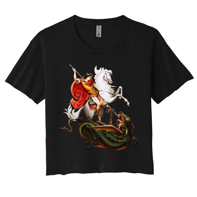 St. George And The Dragon England Catholic Saints Pray Crop Top