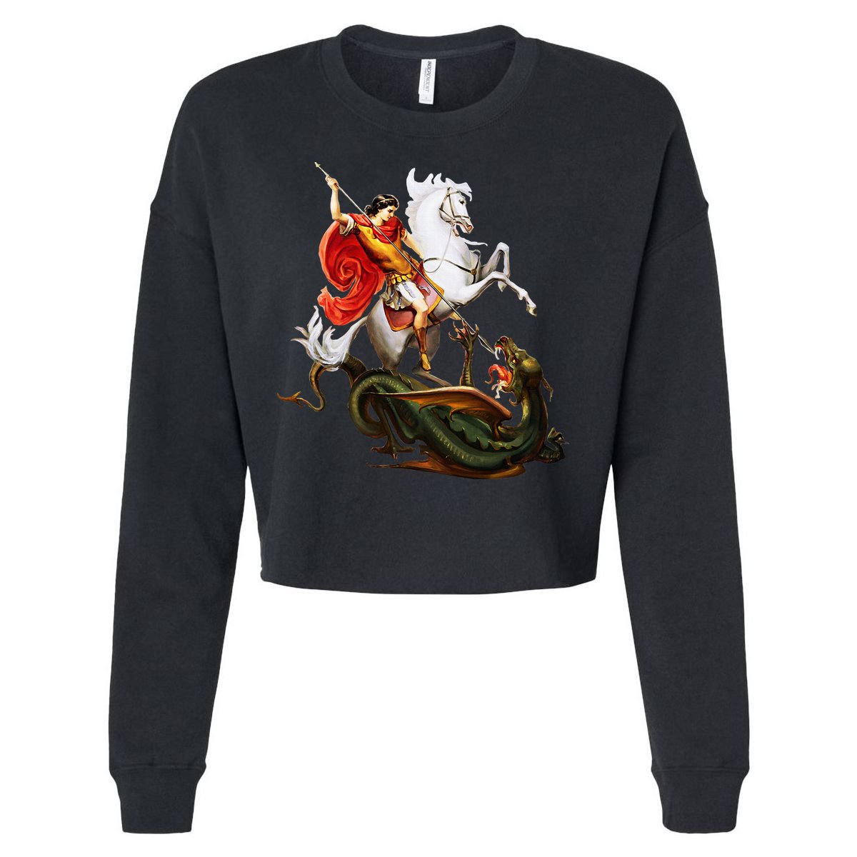 St. George And The Dragon England Catholic Saints Pray Cropped Pullover Crew
