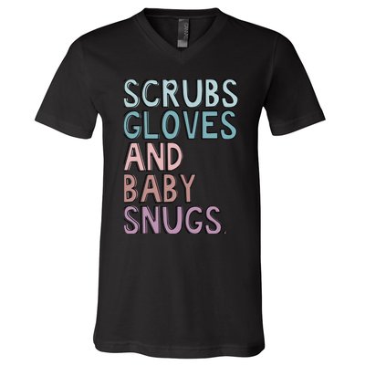 Scrubs Gloves And Baby Snugs V-Neck T-Shirt