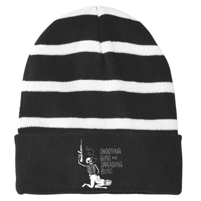 Shooting Guns And Spreading Buns Striped Beanie with Solid Band