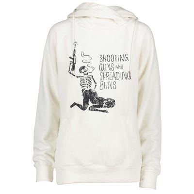 Shooting Guns And Spreading Buns Womens Funnel Neck Pullover Hood