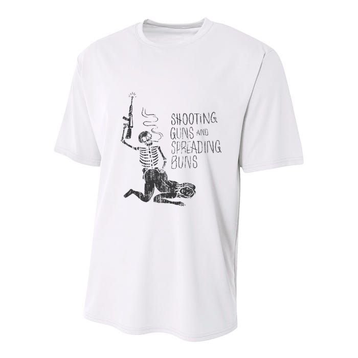 Shooting Guns And Spreading Buns Youth Performance Sprint T-Shirt