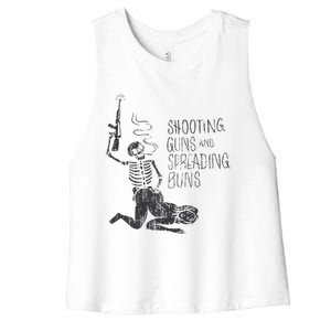 Shooting Guns And Spreading Buns Women's Racerback Cropped Tank