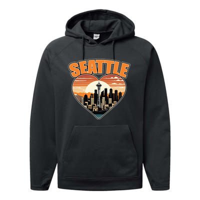 Seattle Gifts Apparel Souvenirs Usa Hiking Camping American Performance Fleece Hoodie