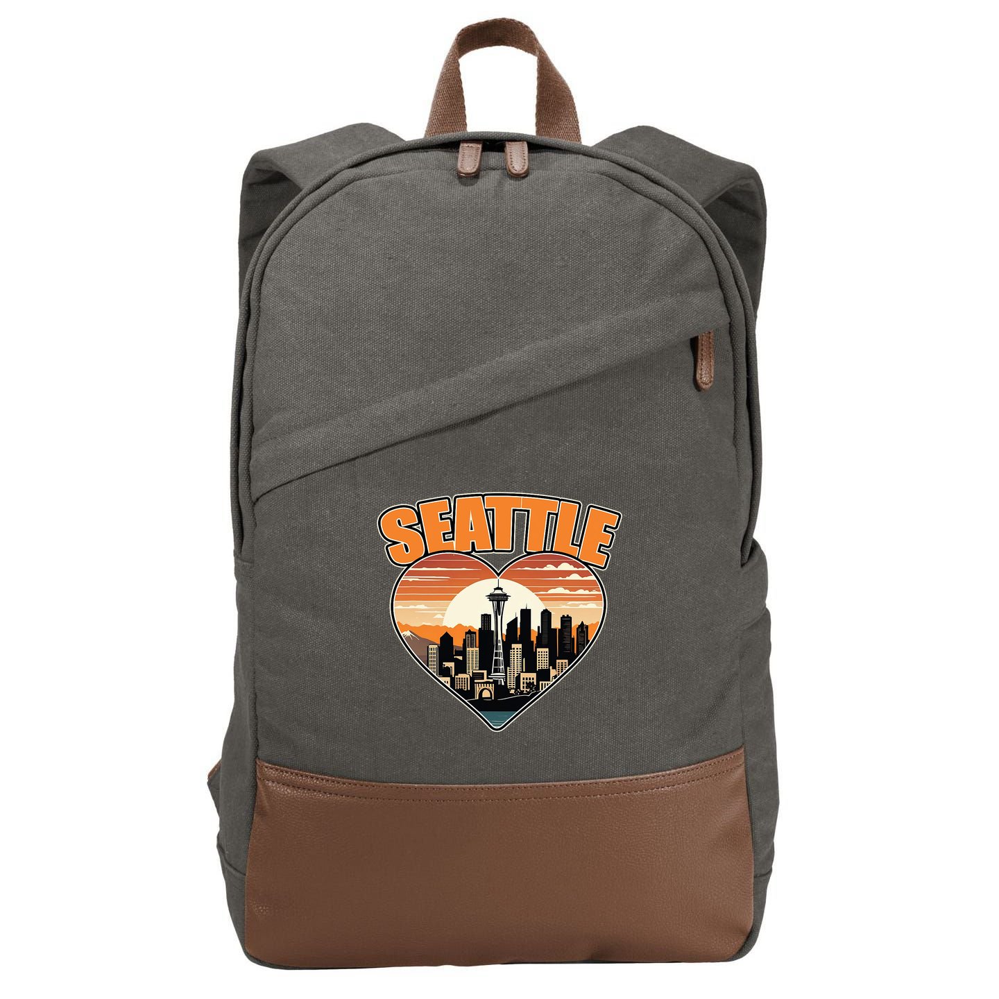 Seattle Gifts Apparel Souvenirs Usa Hiking Camping American Cotton Canvas Backpack