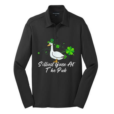 Silliest Goose At The Pub St. Patrick’s Day Silk Touch Performance Long Sleeve Polo