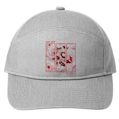 Soft Grunge Aesthetic Skull And Roses Japanese Game Over 7-Panel Snapback Hat