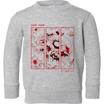 Soft Grunge Aesthetic Skull And Roses Japanese Game Over Toddler Sweatshirt