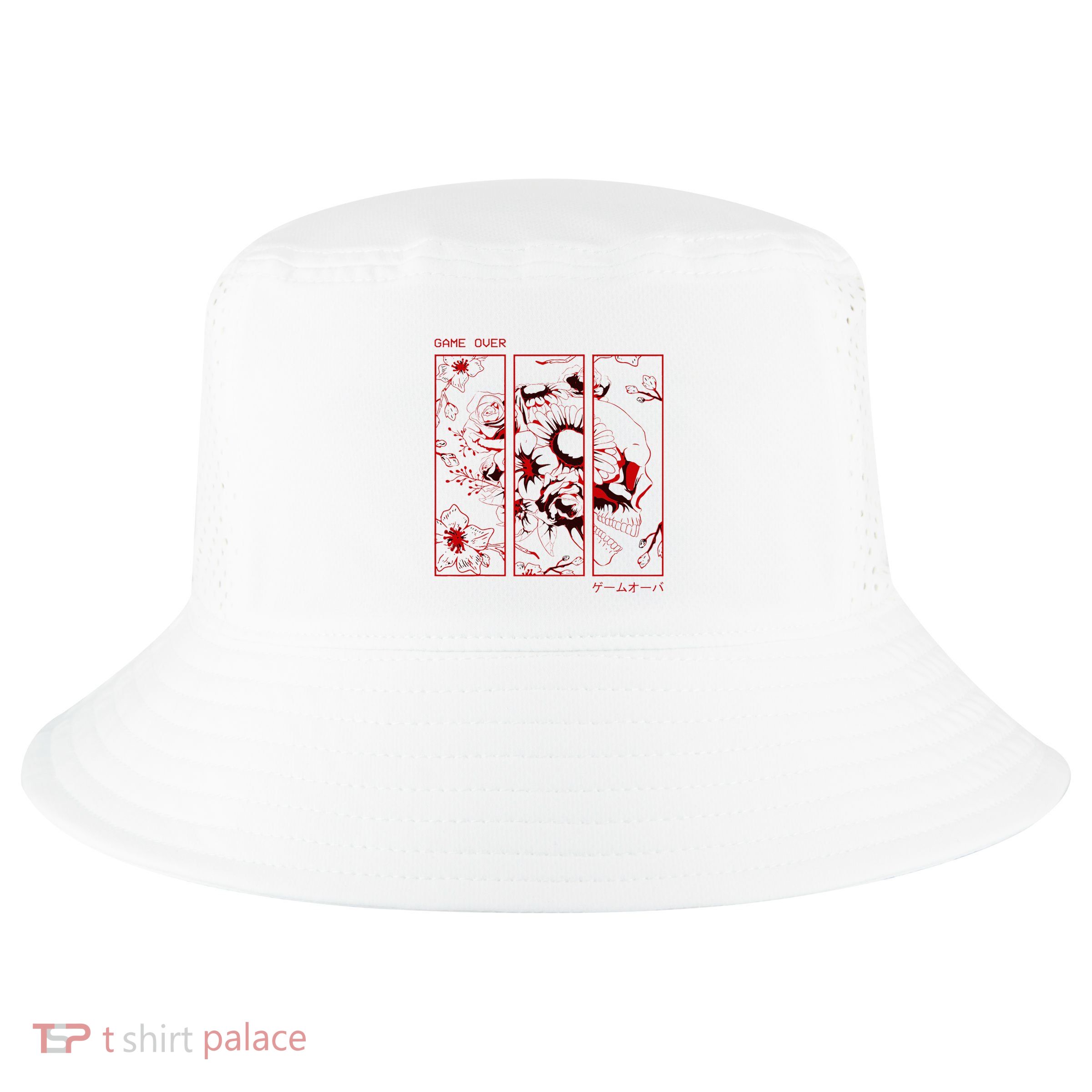 Soft Grunge Aesthetic Skull And Roses Japanese Game Over Cool Comfort Performance Bucket Hat