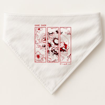 Soft Grunge Aesthetic Skull And Roses Japanese Game Over USA-Made Doggie Bandana