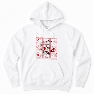 Soft Grunge Aesthetic Skull And Roses Japanese Game Over Hoodie
