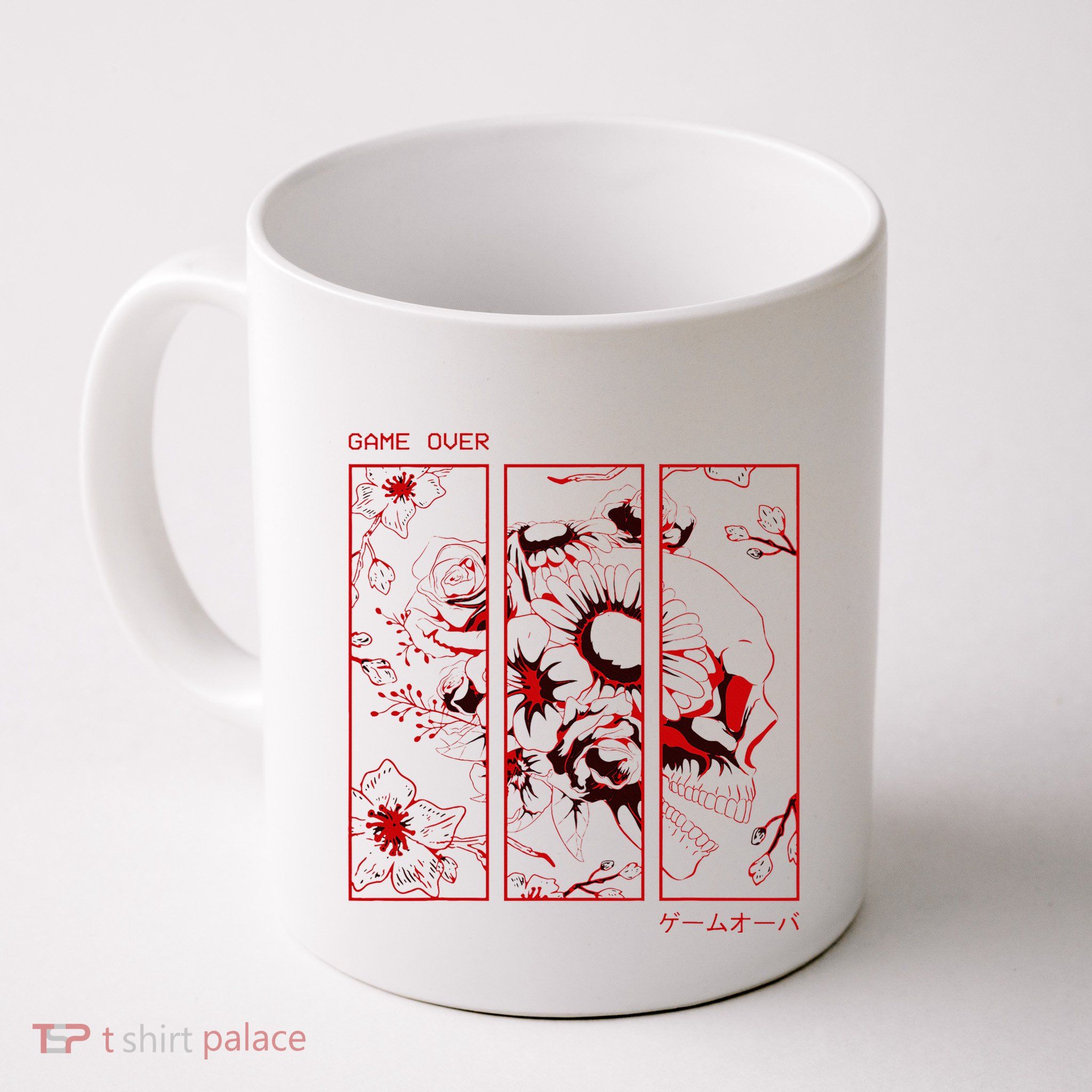 Soft Grunge Aesthetic Skull And Roses Japanese Game Over Mug