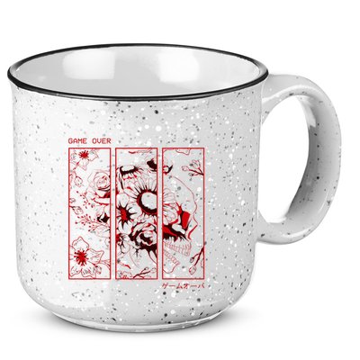 Soft Grunge Aesthetic Skull And Roses Japanese Game Over 15oz Campfire Ceramic Mug
