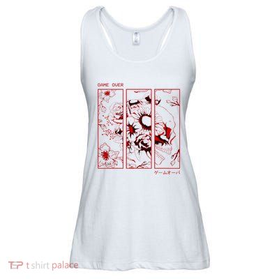 Soft Grunge Aesthetic Skull And Roses Japanese Game Over Ladies Essential Flowy Tank