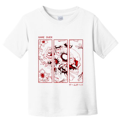 Soft Grunge Aesthetic Skull And Roses Japanese Game Over Toddler T-Shirt
