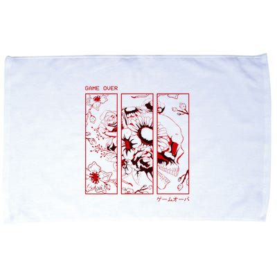 Soft Grunge Aesthetic Skull And Roses Japanese Game Over Microfiber Hand Towel