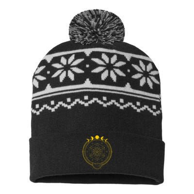 Sacred Geometry And Metatron Cube Pagan USA-Made Snowflake Beanie