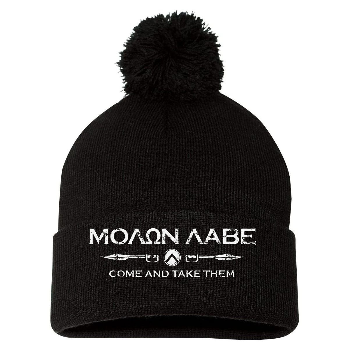 Sparta Gym And Fitness Molon Labe Pom Pom 12in Knit Beanie
