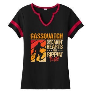 Sasquatch Gasquatch Breakin Hearts Rippin Fart Bigfoot Ladies Halftime Notch Neck Tee