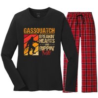 Sasquatch Gasquatch Breakin Hearts Rippin Fart Bigfoot Women's Long Sleeve Flannel Pajama Set 