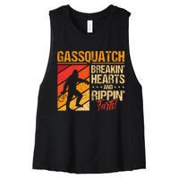 Sasquatch Gasquatch Breakin Hearts Rippin Fart Bigfoot Women's Racerback Cropped Tank