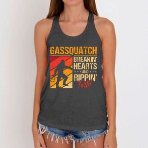 Sasquatch Gasquatch Breakin Hearts Rippin Fart Bigfoot Women's Knotted Racerback Tank