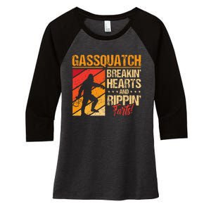 Sasquatch Gasquatch Breakin Hearts Rippin Fart Bigfoot Women's Tri-Blend 3/4-Sleeve Raglan Shirt