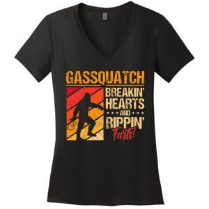 Sasquatch Gasquatch Breakin Hearts Rippin Fart Bigfoot Women's V-Neck T-Shirt