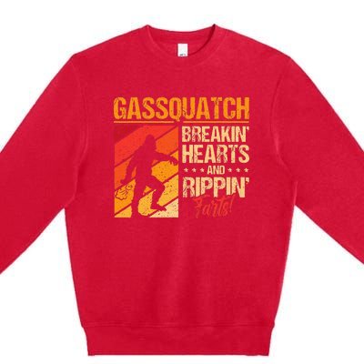 Sasquatch Gasquatch Breakin Hearts Rippin Fart Bigfoot Premium Crewneck Sweatshirt