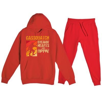 Sasquatch Gasquatch Breakin Hearts Rippin Fart Bigfoot Premium Hooded Sweatsuit Set