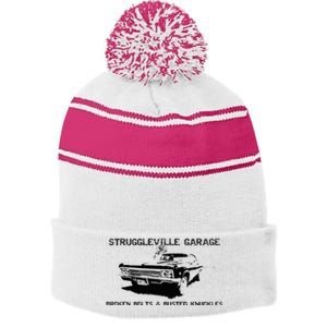 Struggleville Garage Broken Bolts & Busted Knuckles Stripe Pom Pom Beanie