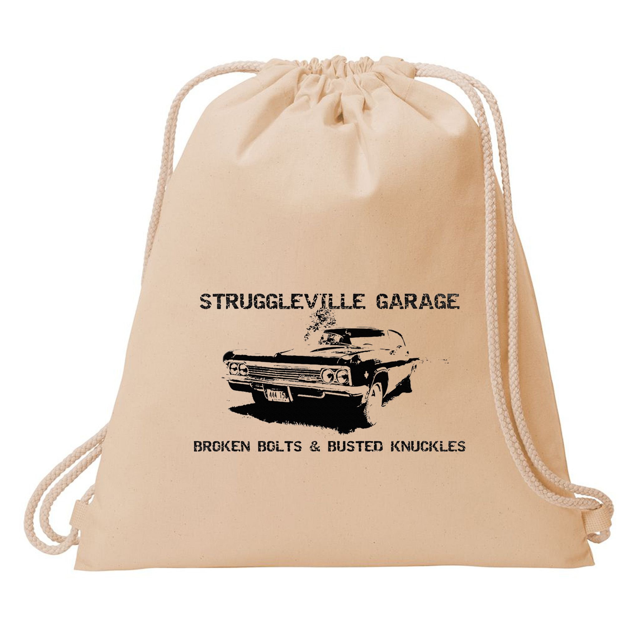 Struggleville Garage Broken Bolts & Busted Knuckles Drawstring Bag