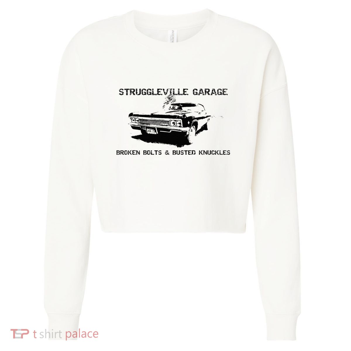 Struggleville Garage Broken Bolts & Busted Knuckles Cropped Pullover Crew