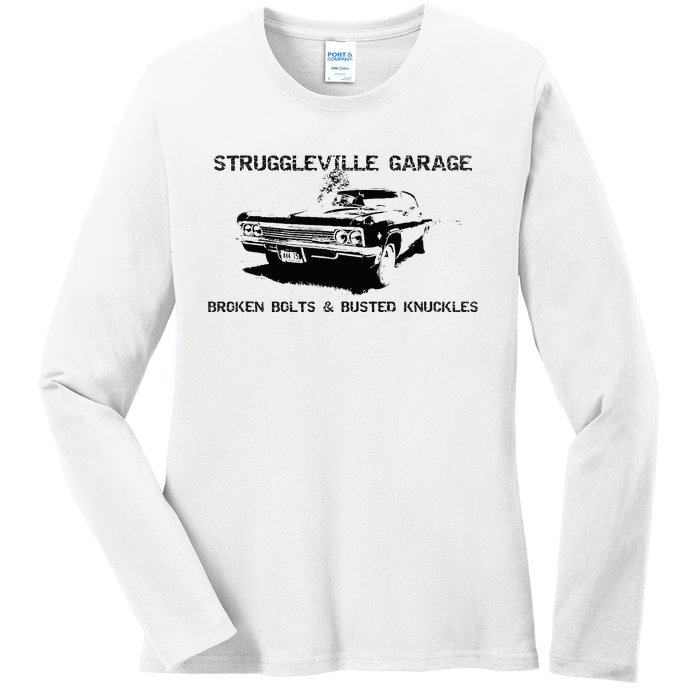 Struggleville Garage Broken Bolts & Busted Knuckles Ladies Long Sleeve Shirt