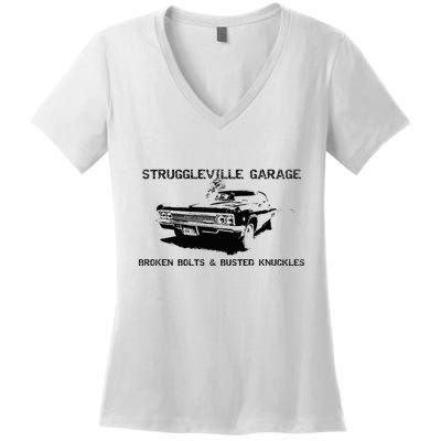 Struggleville Garage Broken Bolts & Busted Knuckles Women's V-Neck T-Shirt