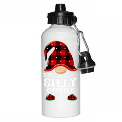 Silly Gnome Buffalo Plaid Funny Christmas Matching Family Meaningful Gift Aluminum Water Bottle 