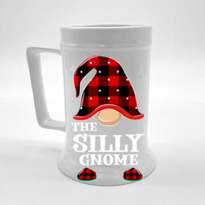 Silly Gnome Buffalo Plaid Funny Christmas Matching Family Meaningful Gift Beer Stein