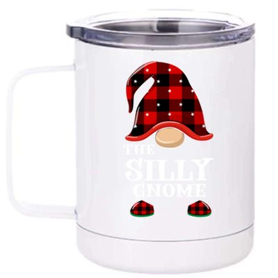 Silly Gnome Buffalo Plaid Funny Christmas Matching Family Meaningful Gift 12 oz Stainless Steel Tumbler Cup