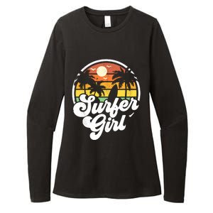 Surfer Girl Beach Retro 70s Summer Surfing Vacation Gift Womens CVC Long Sleeve Shirt