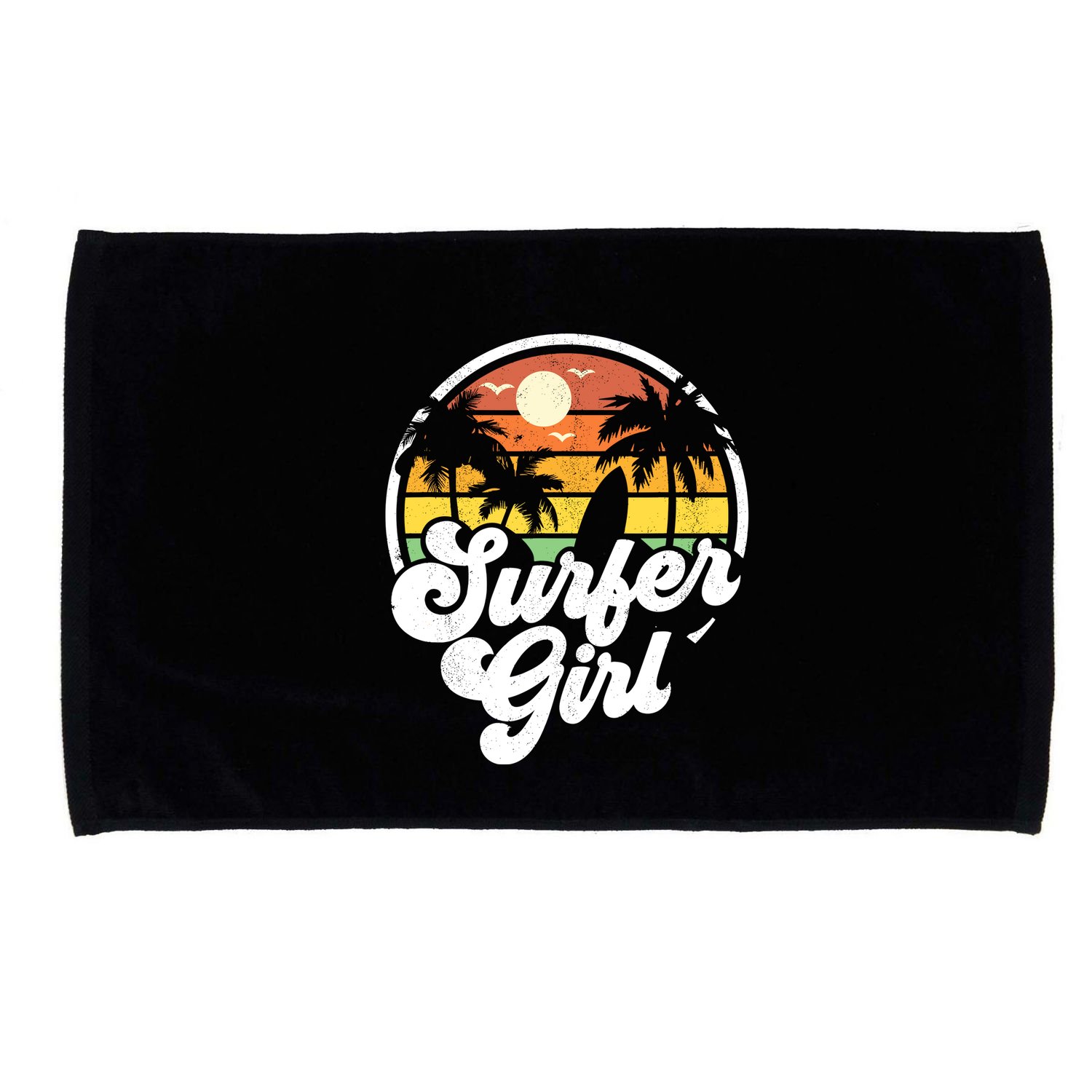 Surfer Girl Beach Retro 70s Summer Surfing Vacation Gift Microfiber Hand Towel
