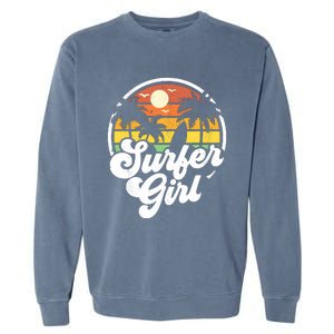 Surfer Girl Beach Retro 70s Summer Surfing Vacation Gift Garment-Dyed Sweatshirt