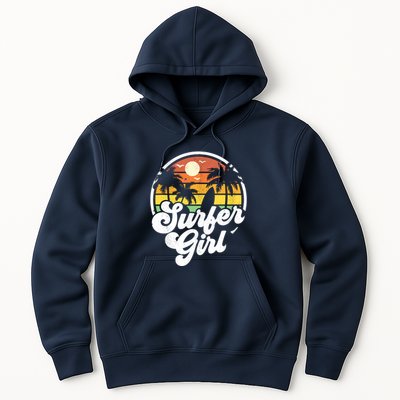 Surfer Girl Beach Retro 70s Summer Surfing Vacation Gift Hoodie
