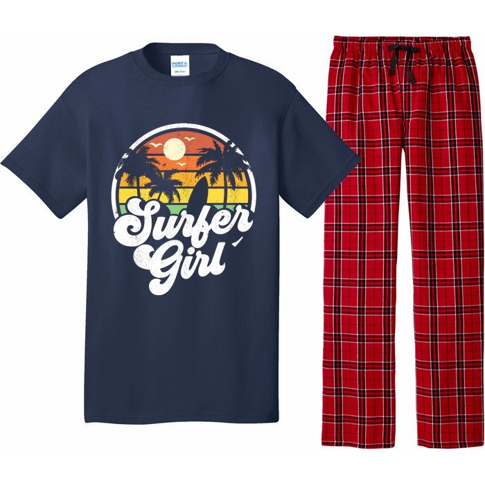 Surfer Girl Beach Retro 70s Summer Surfing Vacation Gift Pajama Set