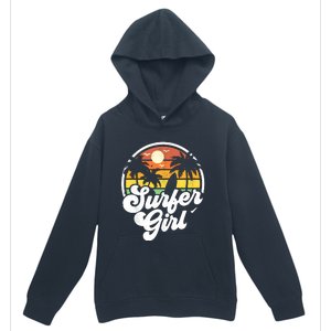 Surfer Girl Beach Retro 70s Summer Surfing Vacation Gift Urban Pullover Hoodie