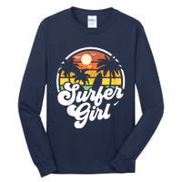 Surfer Girl Beach Retro 70s Summer Surfing Vacation Gift Tall Long Sleeve T-Shirt