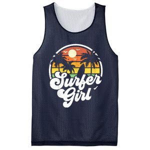 Surfer Girl Beach Retro 70s Summer Surfing Vacation Gift Mesh Reversible Basketball Jersey Tank